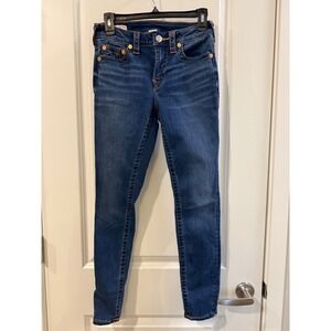 True Religion Jennie Curvy Mid Rise Skinny Jeans Dark Wash Blue Size 27
